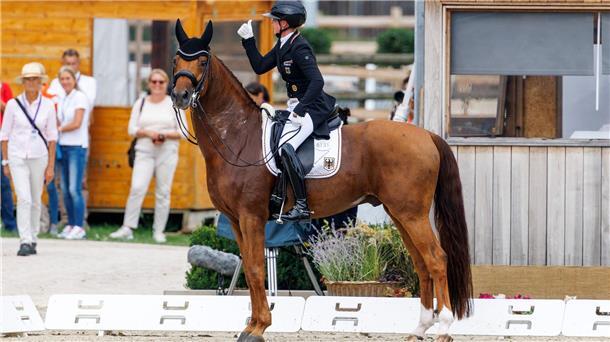 Dressur-EM: Gold für das deutsche Team Katharina Hemmer überzeugte bei ihrem ersten EM-Ritt.