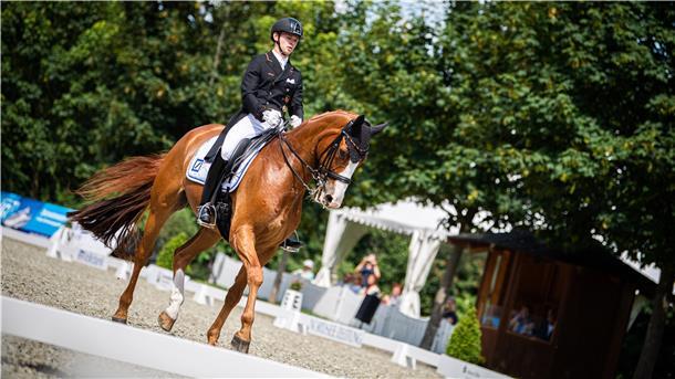 2021 wurde Raphael Netz kurz nach seinem Start bei den Elmloher Reitertagen (Foto) in Hagen auch U25-Europameister im Einzel.