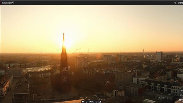 6.50 Uhr: So traumhaft schön begann der Tag am Dienstag in Bremerhaven. Die neue Super-Webcam auf dem Columbus Center fängt solche Bilder ein - und sie sind auf dem dazugehörigen Portal auch im Nachhinein zu genießen.