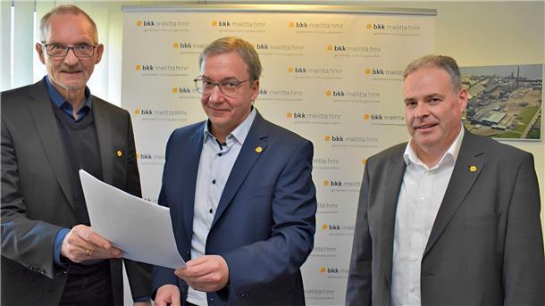 Äußerten sich jetzt zur Zukunft des Standortes Nordenham der BKK Melitta HMR (von links): Vorstand Rolf Kauke, Nordenhamer Geschäftsstellenleiter Holger Kuhlmann und Vorstand Thomas Sielemann.