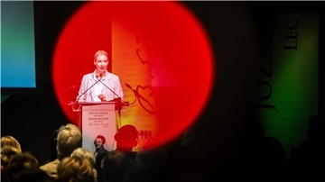 Alice Weidel, Co-Vorsitzende der AfD, hält im Institut des 21. Jahrhunderts in Budapest einen Vortrag unter dem Motto „Deutschland und Europa“. 