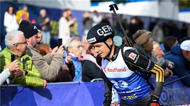 Biathlon in München: Begeisterung bei gelungener Premiere Als Dritter auf dem Podest: Justus Strelow.