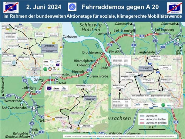 Am 2. Juni findet eine Fahrrad-Demonstration gegen die A 20 statt. Die Höhne-Oste-Radtour startet um 10.30 Uhr am Bahnhof in Bremervörde.