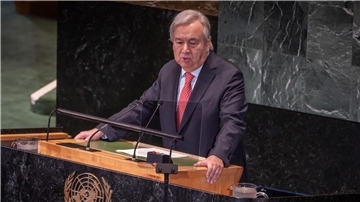 António Guterres spricht bei der Konferenz über Stand der Nachhaltigkeitsziele der Vereinten Nationen.