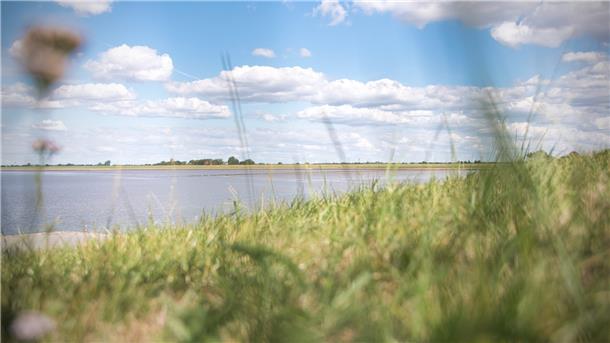 Kennen Sie diese traumhaften Fotospots in Bremerhaven? Auf der anderen Seite liegt der grüne Deich, die Stadtgrenze und dahinter Wremen.