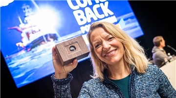 Antje Boetius am Ende der MOSAiC-Expedition
