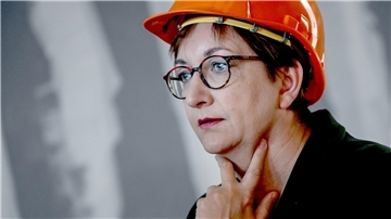 Bauministerin Klara Geywitz (SPD) bei einer Baustellenbesichtigung. Im Kanzleramt tagt heute der „Wohnungsbaugipfel“.