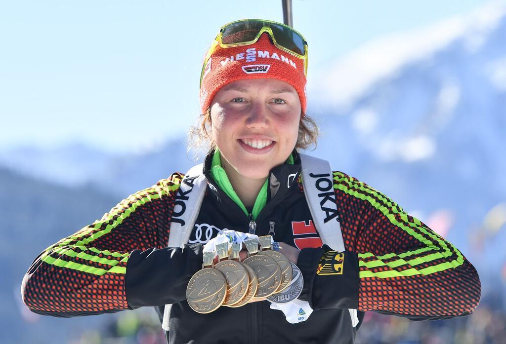 Bei der WM 2017 gewann Laura Dahlmeier sechs Medaillen in sechs Rennen.