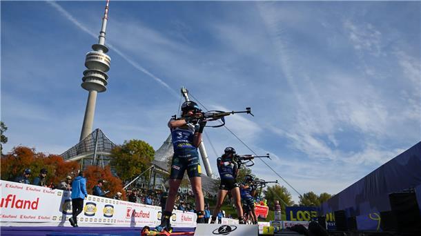 Biathlon in München: Begeisterung bei gelungener Premiere Biathlon an historischer Olympia-Stätte.