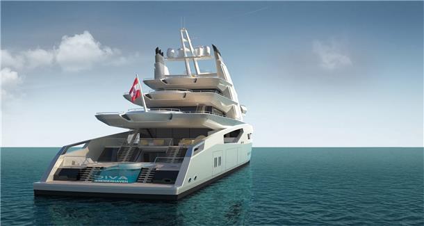 Ein Modell von einer Luxus-Yacht.