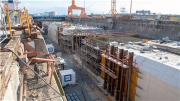 Der Tunnelbau in der Lloyd Werft in Bremerhaven geht voran 