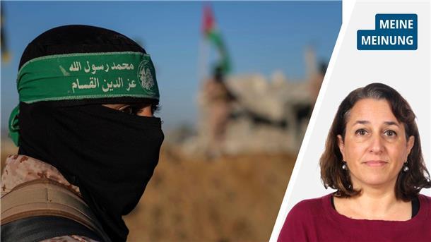 Hamas-Kämpfer und Kommentar-Autorin Mey Dudin
