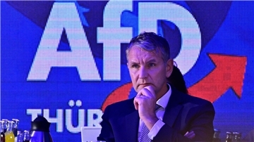 Björn Höcke während des Landesparteitags der AfD im thüringischen Pfiffelbach.