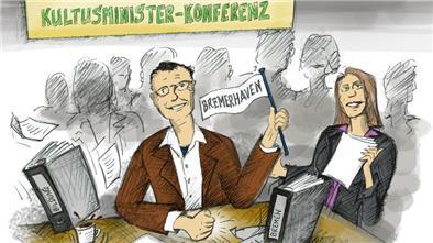 Schuldezernent Michael Frost und Bildungssenatorin Sascha Aulepp.