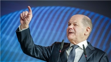 Bundeskanzler Olaf Scholz beim Deutschen Bankentag des Bundesverbands deutscher Banken (BdB).