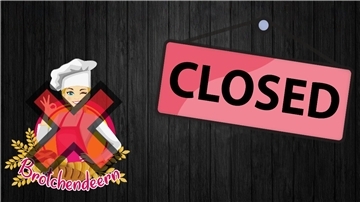 Eine Grafik: Auf der linken Seite eine Bäckerin mit großem roten Kreuz durchgestrichen, daneben das Schild "closed".