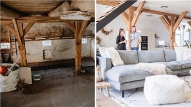 Da wo früher ein Kuhstall war, befindet sich heute das romantisch-moderne Wohnzimmer von Mascha (31) und Tobias Lühning (34).