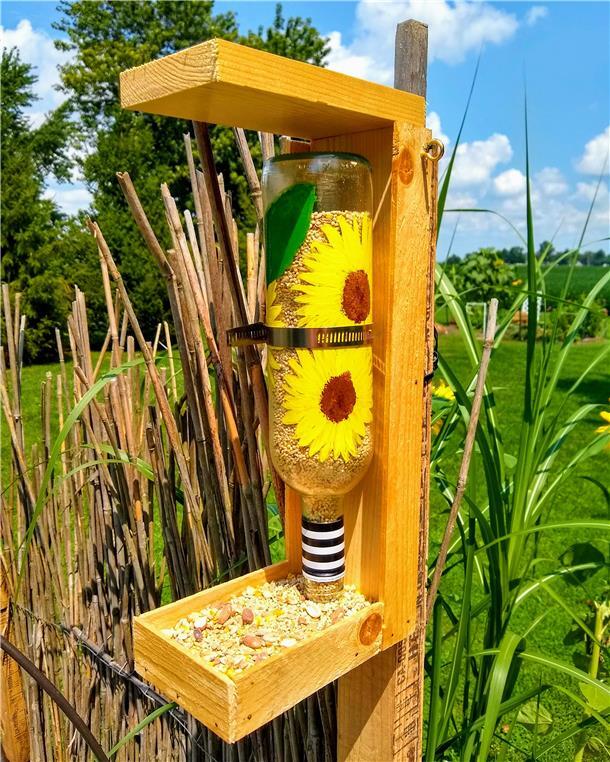 Vogelgezwitscher beim Morgenkaffee Dank einiger selbst gebauter Futterstationen hat Kerstin Stolle-Allen nun viel „tierische“ Gesellschaft rund um ihr Haus.