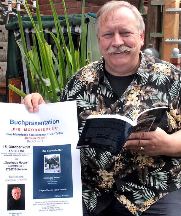 Das dritte Buch der Familiensaga von Jürgen Hoops hat den Titel „Schwere Zeiten“.