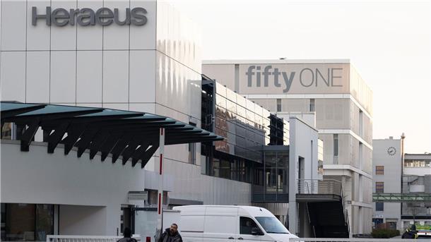 Das Gelände der Firma Heraeus in Hanau,  auf dem die Bombe gefunden worden war.