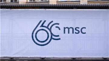 Das Logo der Münchner Sicherheitskonferenz. Im Hotel Bayerischer Hof kommen von Freitag bis Sonntag rund 50 Staats- und Regierungschefs und mehr als 100 Minister aus aller Welt zusammen.