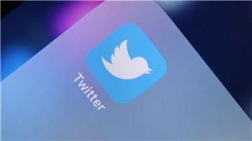 Das Logo der Nachrichten-Plattform Twitter zu sehen auf dem Display eines Smartphones.