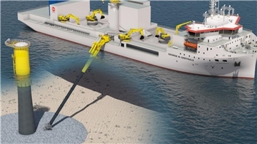 Rendering des Steinschütt-Spezialschiffs „George W. Goethals“.