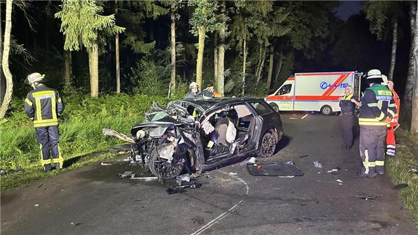 Beifahrer stirbt nach Unfall bei Zeven - Fahrer aus dem Cuxland schwer verletzt Das verunfallte Fahrzeug.