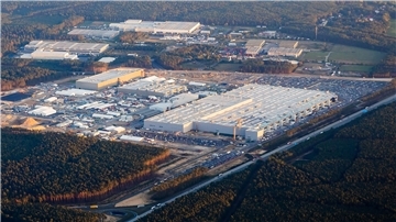 Das Werksgelände der Tesla Fabrik Berlin Brandenburg.