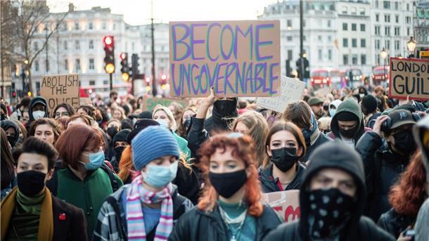 Demonstration in London, zu der die feministische Aktionsgruppe „Sisters Uncut“ aufgerufen hat.