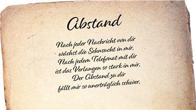 Der Autor wollte anonym bleiben – seine Worte dürften vielen bekannt sein. Es ist eines von sechs Gedichten, die im Unterricht von Tatjana Busch (Bremerhavener Lloyd Gymnasium) im Rahmen der Liebeslyrik-Epoche entstanden sind.