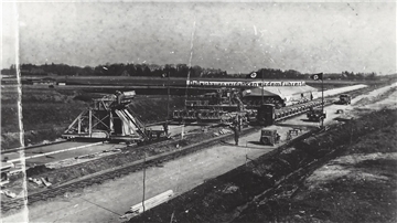 Der Bau der Autobahn bei Lengenbostel 1935.