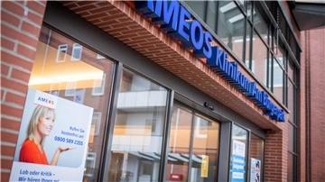 Der Eingangsbereich des Ameos-Klinikum Am Bürgerpark Bremerhaven. Auch diese Klinik ist beim Aktionstag dabei