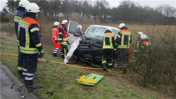 Der Fahrer dieses Transporters ist bei dem Unfall auf der A1 schwer verletzt worden.