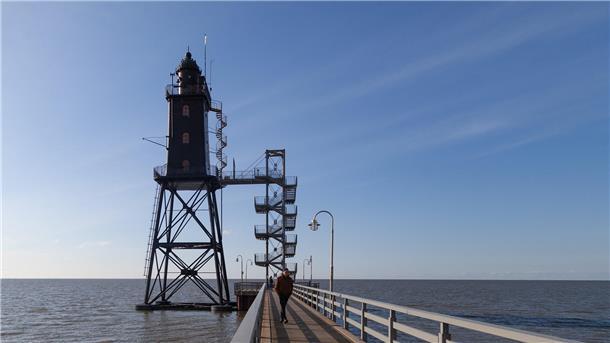 Leuchtturm Obereversand. Blick vom Steg
