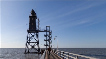 Leuchtturm Obereversand. Blick vom Steg