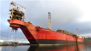 Der Öllagertank „FPSO Fluminense“ liegt bereits im dänischen Frederikshavn.