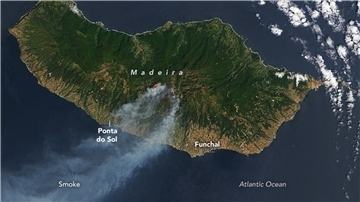 Der Rauch der Waldbrände zieht über die Insel Madeira. Bisher war Portugal in diesem Sommer von größeren Waldbränden verschont geblieben.