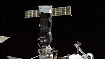Der Raumfrachter Progress MS-21 kurz nach dem Andocken an die ISS im Oktober 2022.