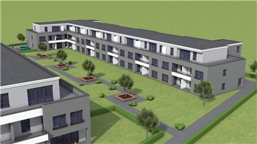 Der Regelbau (r.) soll das Hauptgebäude (l.) und das gesamte Areal gegen möglichen Lärm vom Schießstand abschirmen.