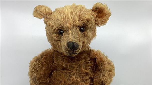 Tausende Pfund für Steiff-Teddybär von 1905 Der seltene Steiff-Teddybär aus dem Jahr 1905, der in Bishton Hall unter den Hammer kam.