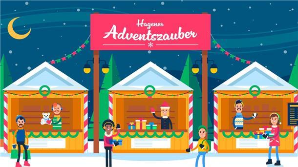 Grafische Darstellung des Weihnachtsmarkts Hagener Adventszauber