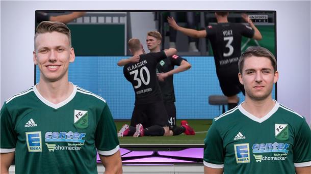 Die beiden Hagener Oberliga-Fußballer Erik Köhler (links) und Fabio Hausmann haben es auch an der Konsole drauf.