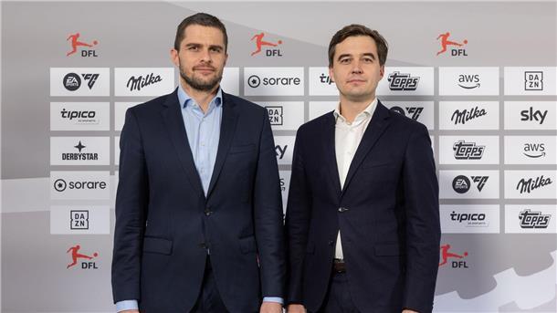 Warum und wie die DFL einen eigenen TV-Sender startet Die DFL-Geschäftsführer Marc Lenz (l) und Steffen Merkel wollen die Auslandsvermarktung mit einem eigenen TV-Angebot stärken.