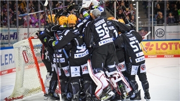 Die Fischtown Pinguins gewannen das Playoff-Halbfinale gegen den EHC Red Bull München - und die Spieler jubelten ausgelassen.
