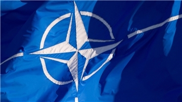 Die Flagge der Nato: In einer gemeinsamen Erklärung aller 31 Nato-Staaten heißt es, man verurteile Russlands Austritt.