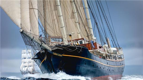 Diese zehn Höhepunkte der Maritimen Tage 2023 dürfen Sie nicht verpassen Die "Gulden Leeuw" unter vollen Segeln: Der Dreimast-Toppsegelschoner aus den Niederlanden hat eine Länge von 70,10 Meter und 1400 Quadratmeter Segelfläche. Foto: Sibley