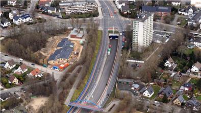 Die Hafentunnel-Einfahrt im Bereich Jägerhof.