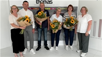 Die Jubilare der Thomas Holding (von links): Petra Detjen, Withold Cyman, Ralf Blöcker, Gisela Nielsen, Tanja Eckhoff und Yvonne Henning.