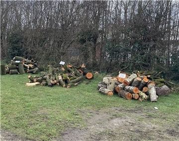 Die Mischholzstapel sind nummeriert und liegen an der Granstedter Straße zur Ansicht bereit.